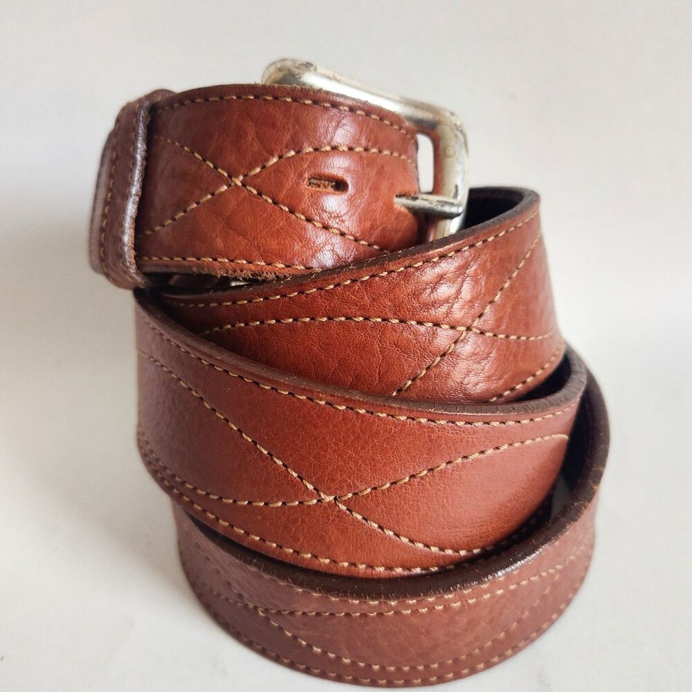 Vintage Belt Brown Western Top Grain Leather Made In Mexico Fits Waist 43"-47"